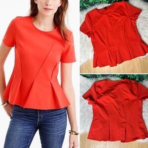 J.Crew Asymmetrical pleated orange top short sleeve size XL